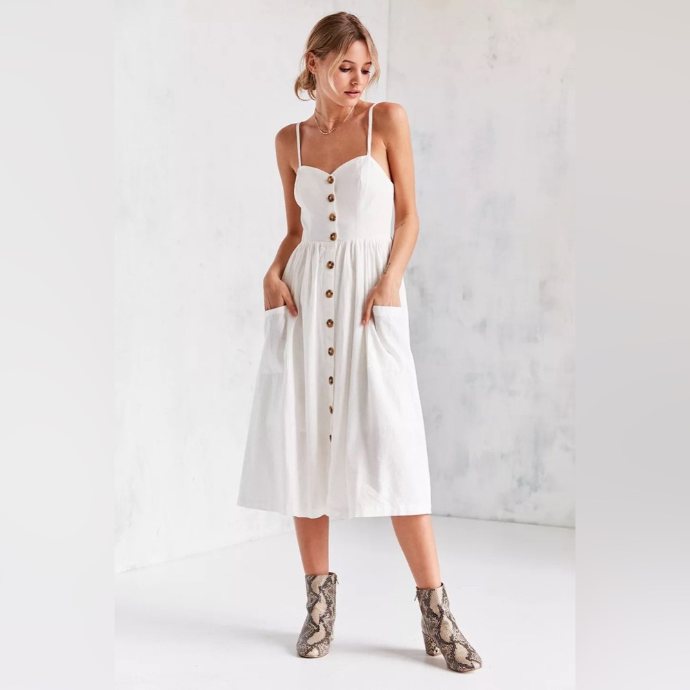 Urban Outfitters Emilia Linen Button-Down Midi Dress